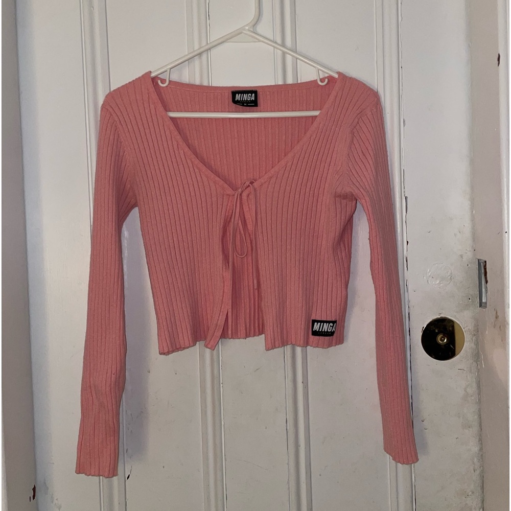cropped pink sweater cardigan from Minga London